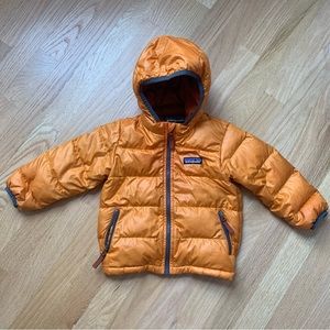 Patagonia Baby Hi-Loft Down Sweater Hoodie in Marigold